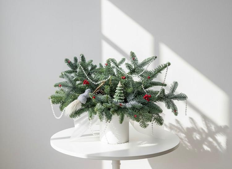 Композиция новогодняя с белочкой