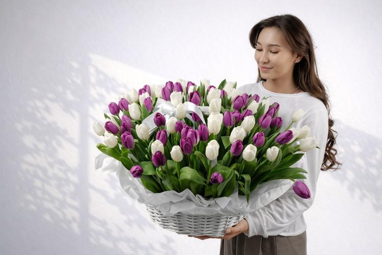 Корзина 75 тюльпанов
