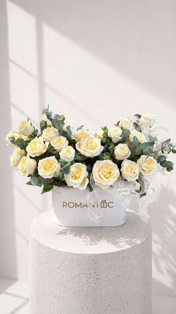 Композиция из 27 пионовидных роз