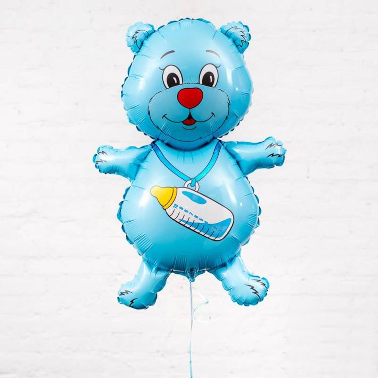 фольгированный шар голубой мишка